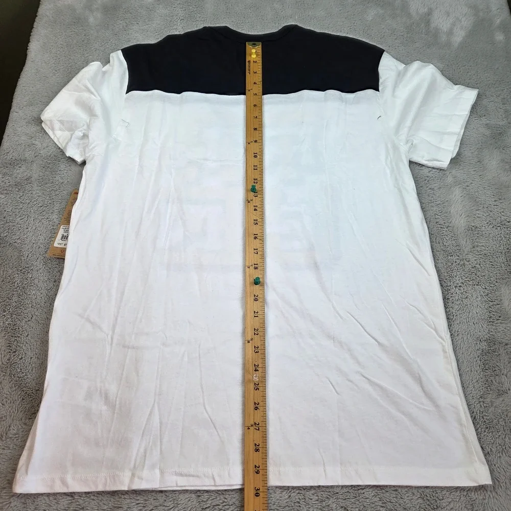 True Religion Graphic T-Shirt Mens XXL Colorblock Glitter Logo White Black New